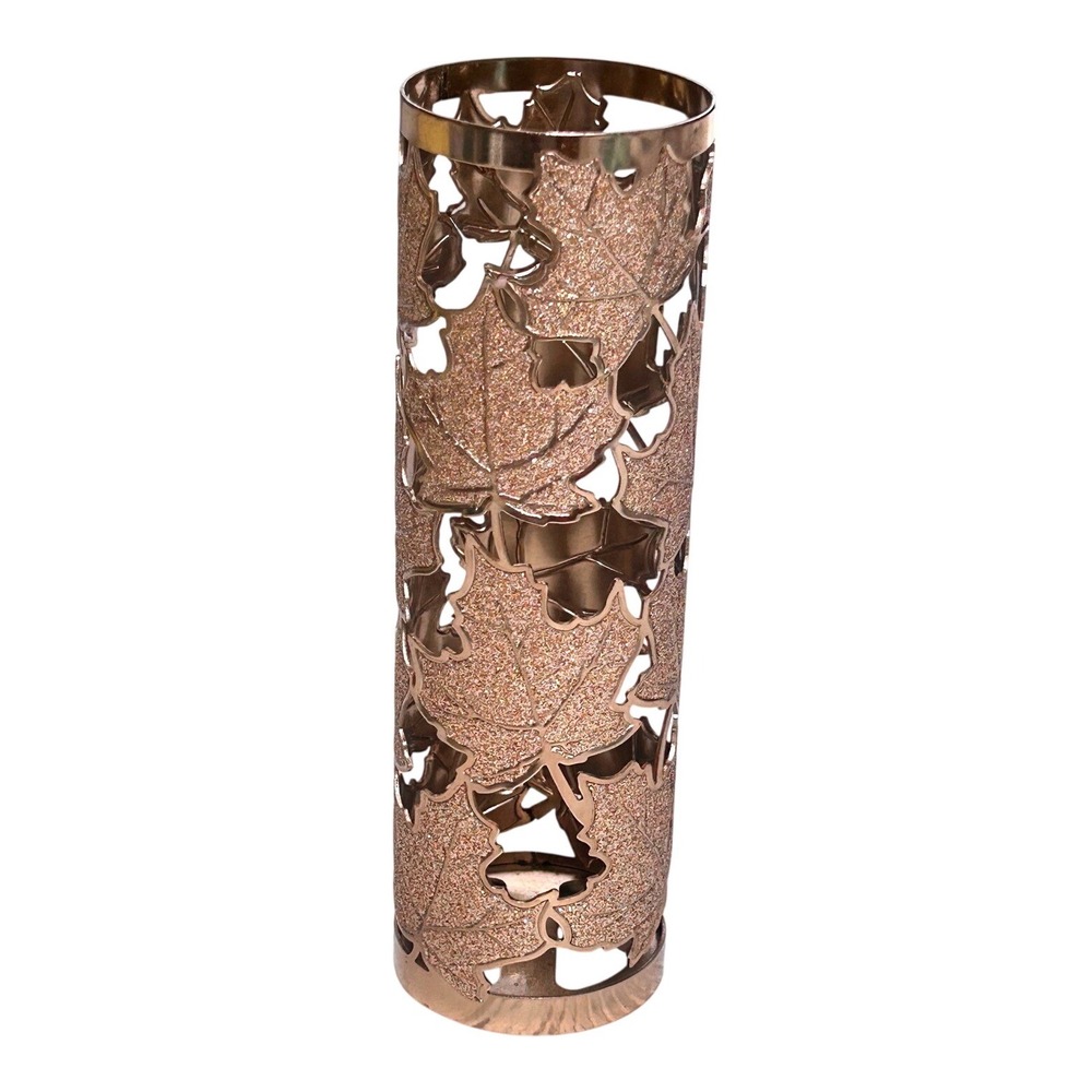 Bath & Body Works Rose Gold Maple‎ Leaf Glitter 3-Wick Candle Holder Sleeve